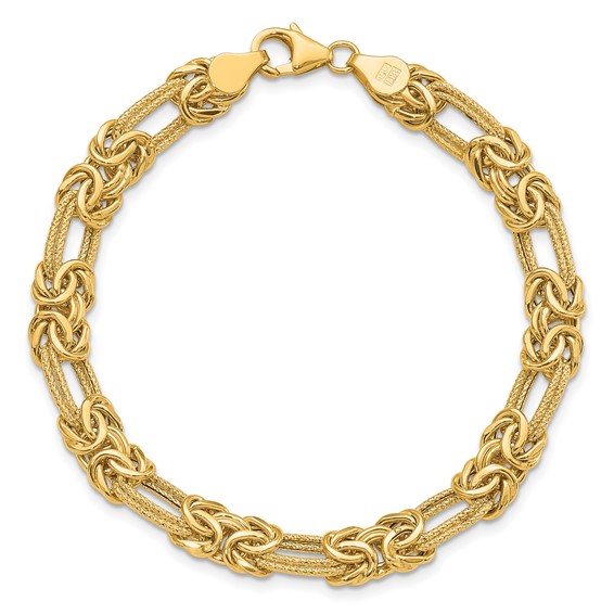 Leslie's 14k Polished Textured Fancy Link Bracelet