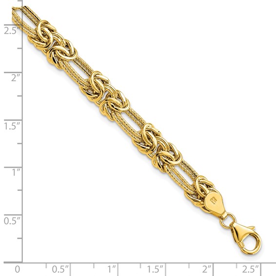 Leslie's 14k Polished Textured Fancy Link Bracelet