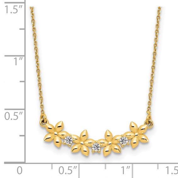 Leslie's 14k Polished CZ and Star w/ 1.75in ext. Necklace