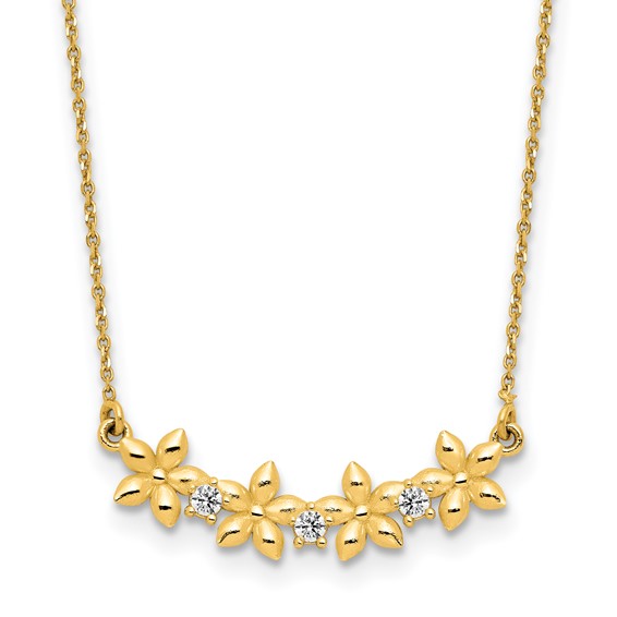 Leslie's 14k Polished CZ and Star w/ 1.75in ext. Necklace