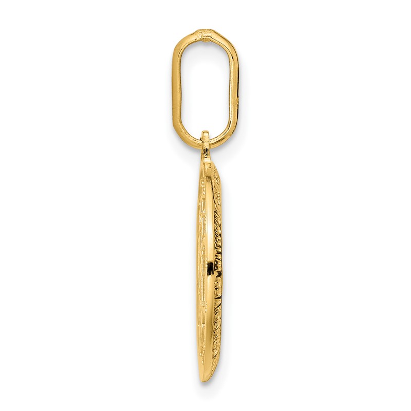14k Polished and Matte Round Miraculous Medal