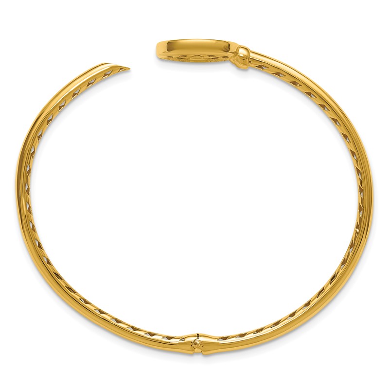 14k Polished and Matte Coin Hinged Bangle