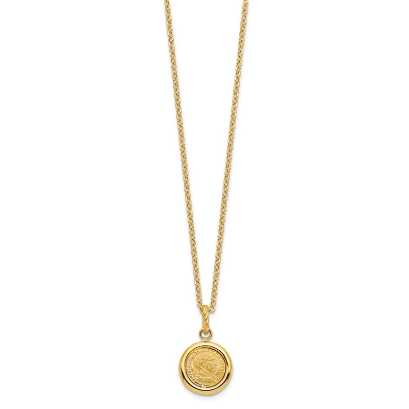 14k Polished and Matte Coin Necklace