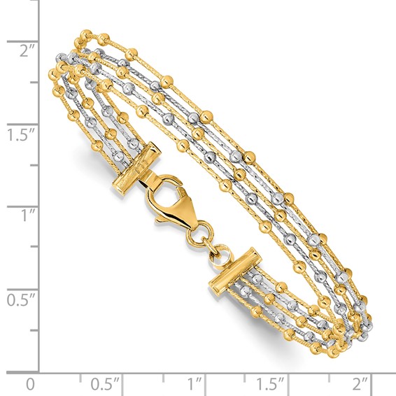 Leslie's 14K Two-Tone Beaded Multi-strand Wire Bangle