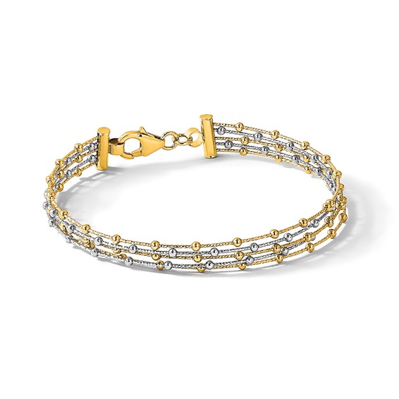 Leslie's 14K Two-Tone Beaded Multi-strand Wire Bangle