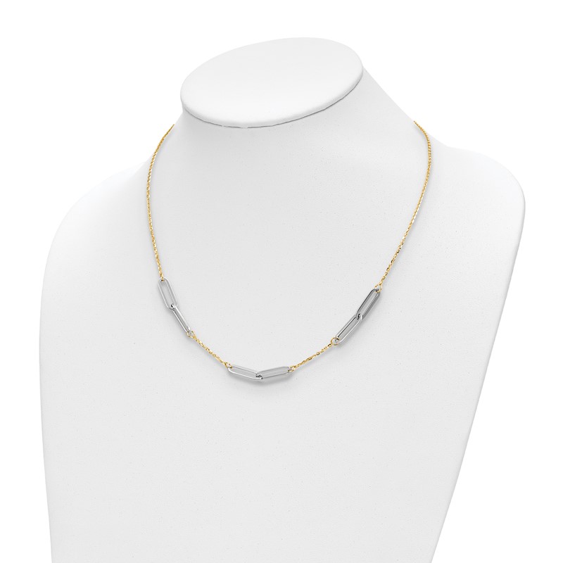 14k Two-tone Polished w/1in ext. Necklace
