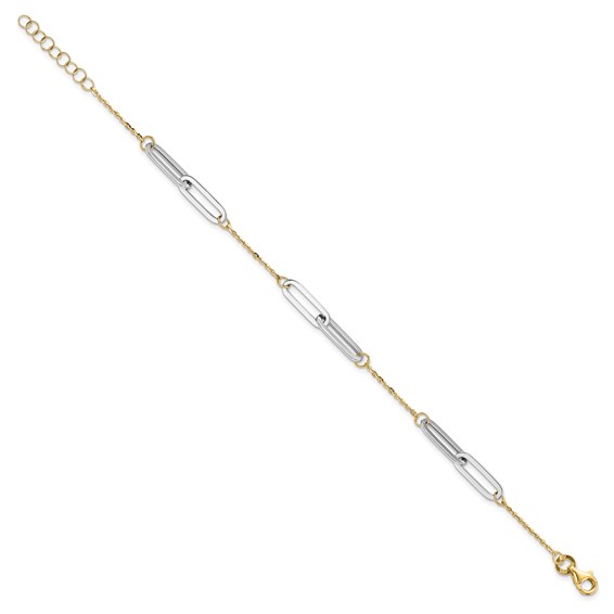 Leslie's 14k Two-tone Polished w/1in ext. Bracelet