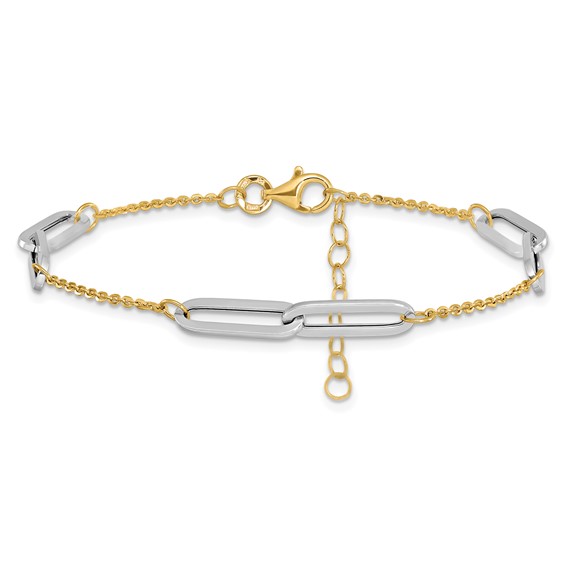 Leslie's 14k Two-tone Polished w/1in ext. Bracelet