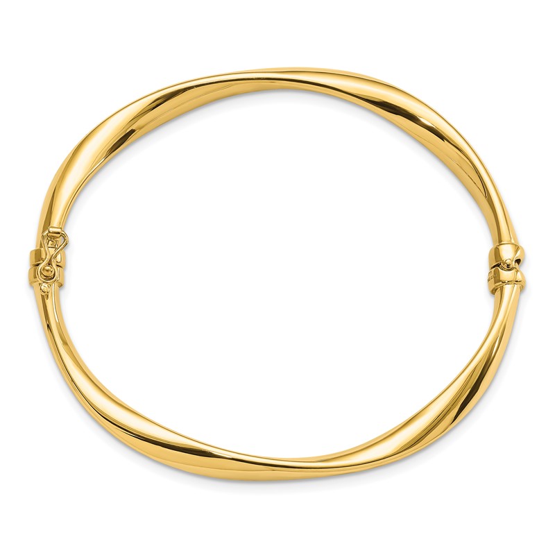 14K Polished Twisted Hinged Bangle