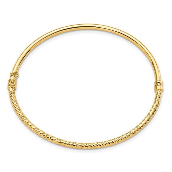 Leslie's 14K Polished Textured Hinged Bangle