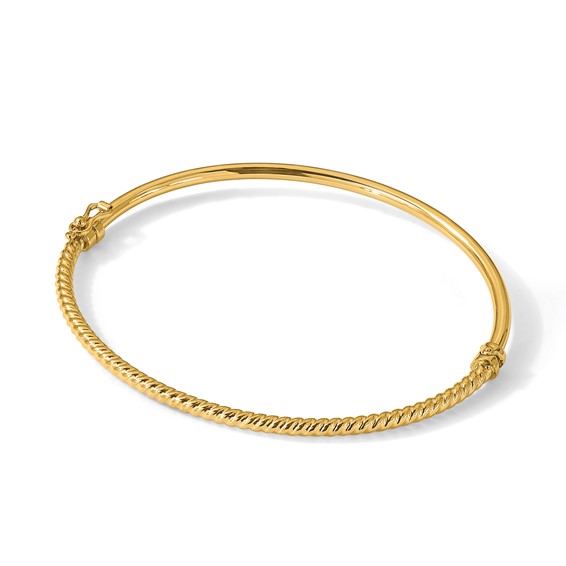 Leslie's 14K Polished Textured Hinged Bangle
