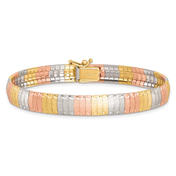Leslie's 14k Tri-color Polished Scratch-finish Bracelet