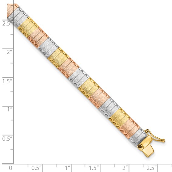 Leslie's 14k Tri-color Polished Scratch-finish Bracelet