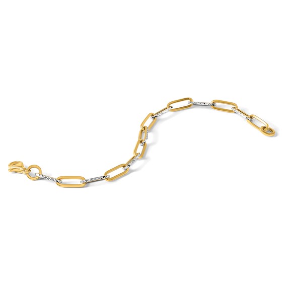 Leslie's 14K w/White Rhodium Polished / Diamond-cut Link Bracelet