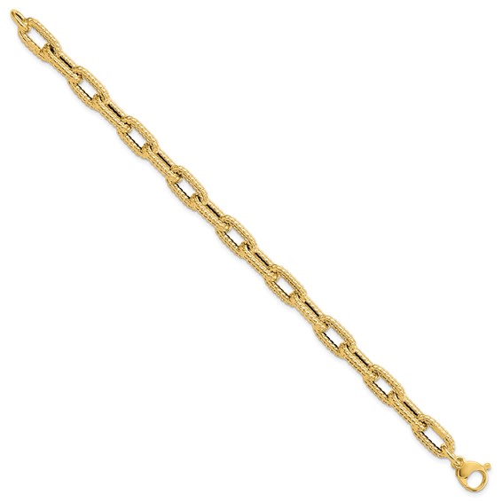 Leslie's 14K Textured Hollow Fancy Link Bracelet