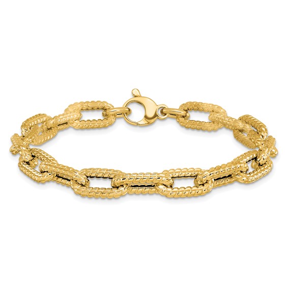 Leslie's 14K Textured Hollow Fancy Link Bracelet