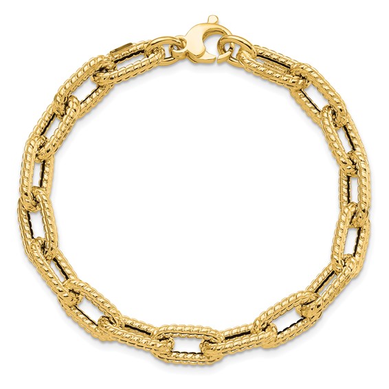 Leslie's 14K Textured Hollow Fancy Link Bracelet
