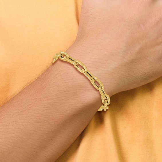 Leslie's 14K Textured Hollow Fancy Link Bracelet