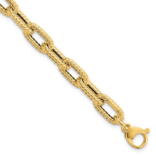 Leslie's 14K Textured Hollow Fancy Link Bracelet