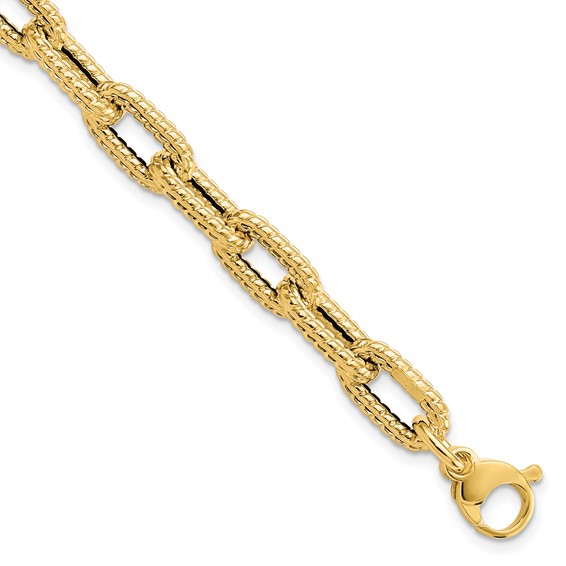Leslie's 14K Textured Hollow Fancy Link Bracelet