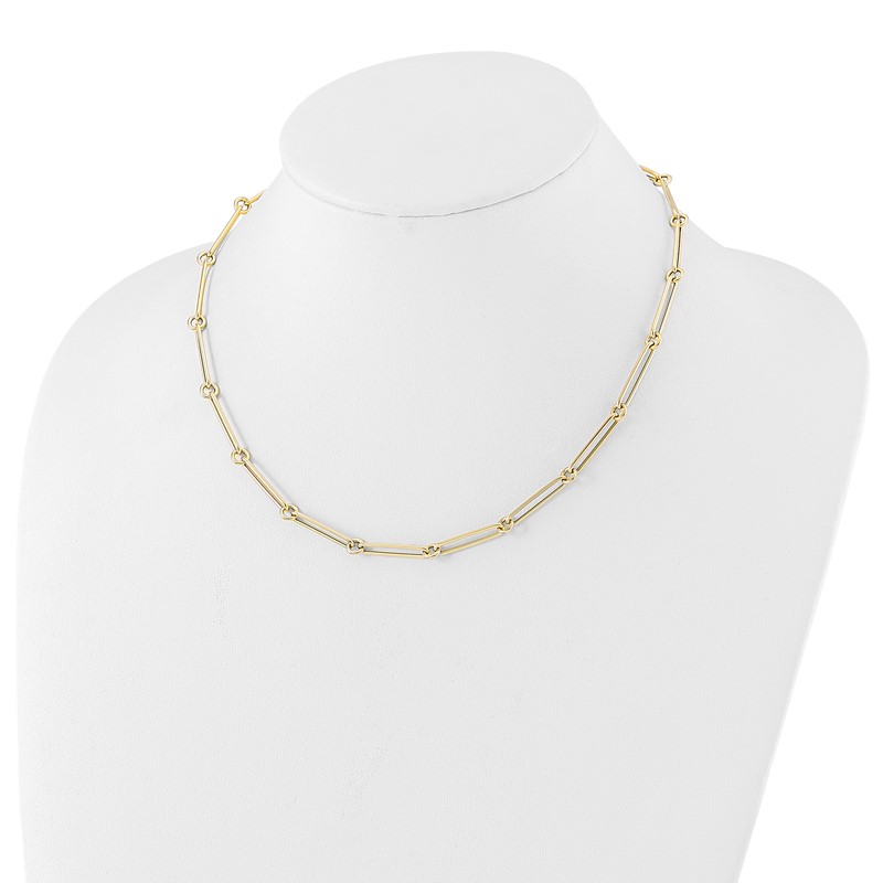 14K Polished Hollow Paperclip Link Necklace