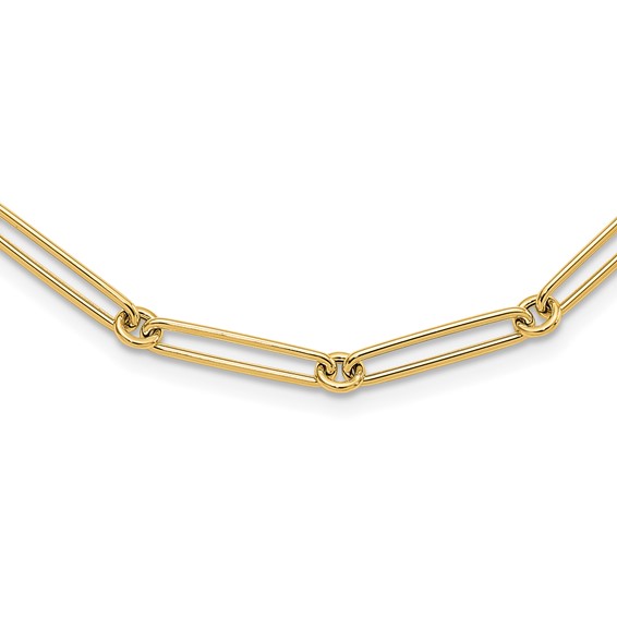 Leslie's 14K Polished Hollow Paperclip Link Necklace