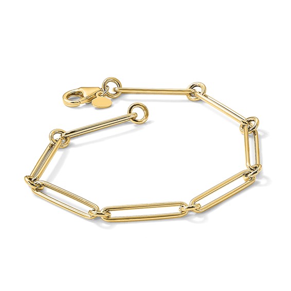 Leslie's 14K Polished Hollow Paperclip Link Bracelet