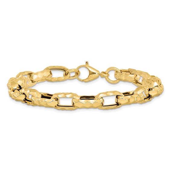 Leslie's 14K Polished Hollow Hammered Link Bracelet