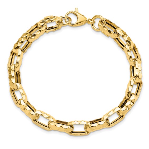 Leslie's 14K Polished Hollow Hammered Link Bracelet