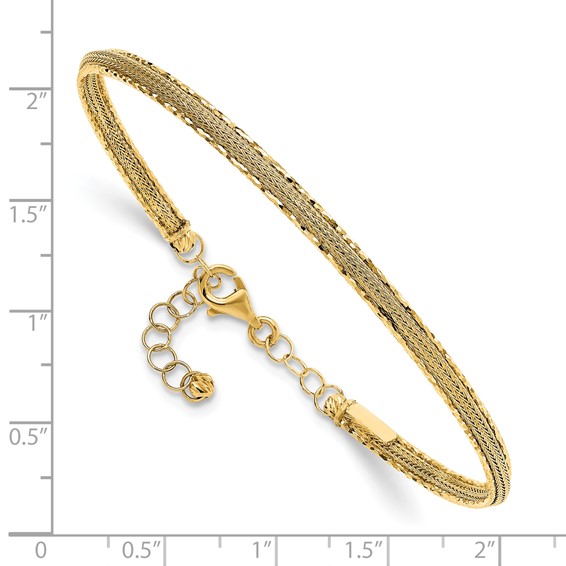 Leslie's 14K Diamond-cut and Textured with Safety Chain Bangle