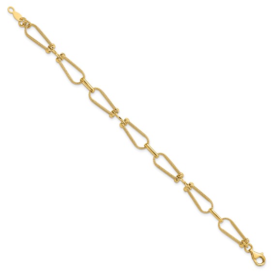 Leslie's 14K Dia-cut and Textured Fancy Link Bracelet