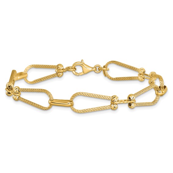 Leslie's 14K Dia-cut and Textured Fancy Link Bracelet
