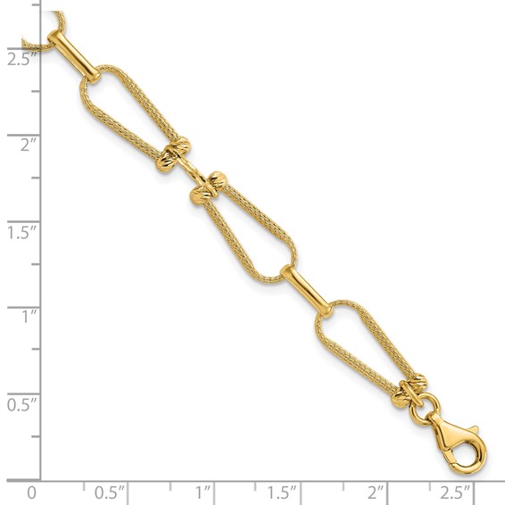 Leslie's 14K Dia-cut and Textured Fancy Link Bracelet