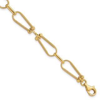 Leslie's 14K Dia-cut and Textured Fancy Link Bracelet