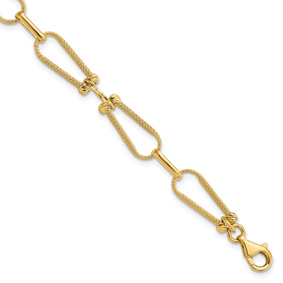 Leslie's 14K Dia-cut and Textured Fancy Link Bracelet