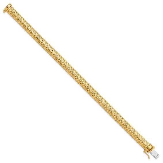 Leslie's 14K Polished and Diamond-cut Domed Bracelet
