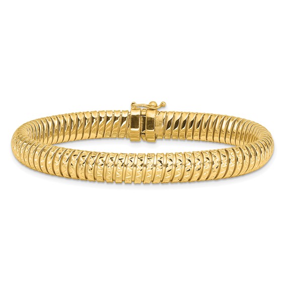 Leslie's 14K Polished and Diamond-cut Domed Bracelet