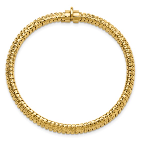 Leslie's 14K Polished and Diamond-cut Domed Bracelet