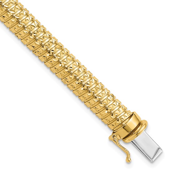 Leslie's 14K Polished and Diamond-cut Domed Bracelet