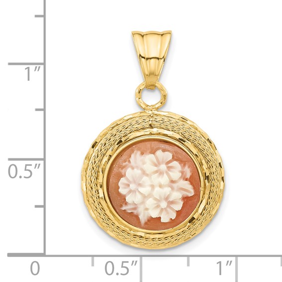 Leslie's 14K Diamond-cut Natural Shell Hand Carved Floral Cameo Pendant