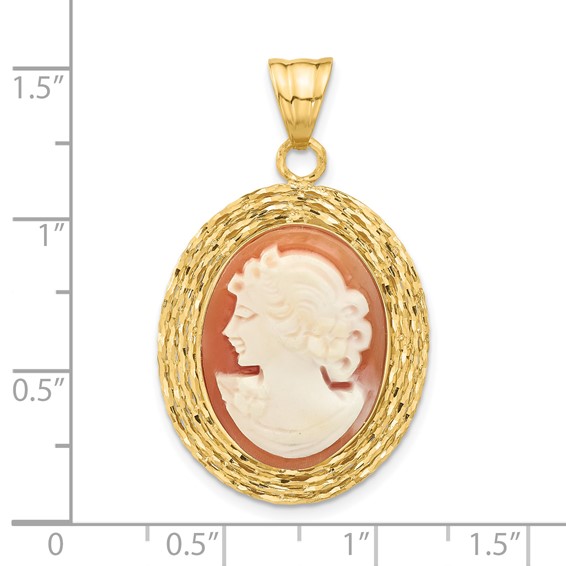 Leslie's 14K Diamond-cut Natural Shell Hand Carved Portrait Cameo Pendant