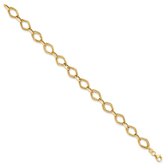 Leslie's 14K Polished and Textured Fancy Link Bracelet