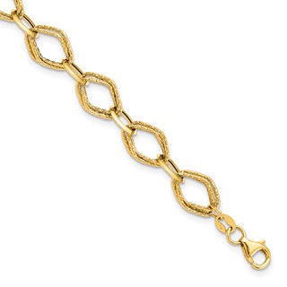 Leslie's 14K Polished and Textured Fancy Link Bracelet