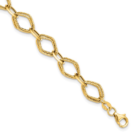 Leslie's 14K Polished and Textured Fancy Link Bracelet