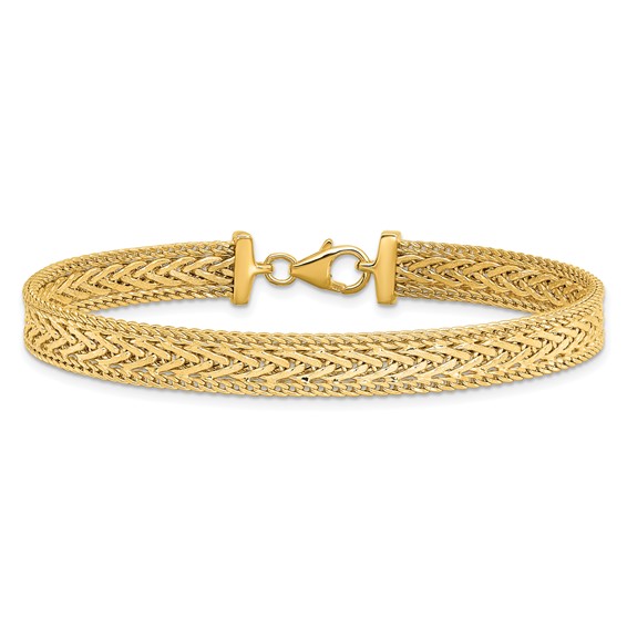 Leslie's 14K Polished and Textured Braided Bracelet