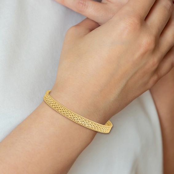 Leslie's 14K Polished and Textured Braided Bracelet