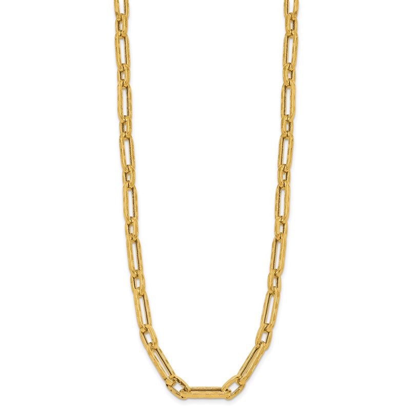 14K Polished and Textured Fancy Link Necklace
