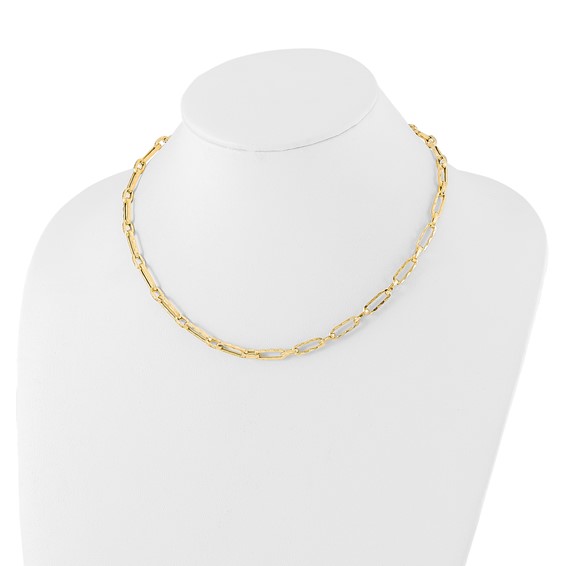 Leslie's 14K Polished and Textured Fancy Link Necklace