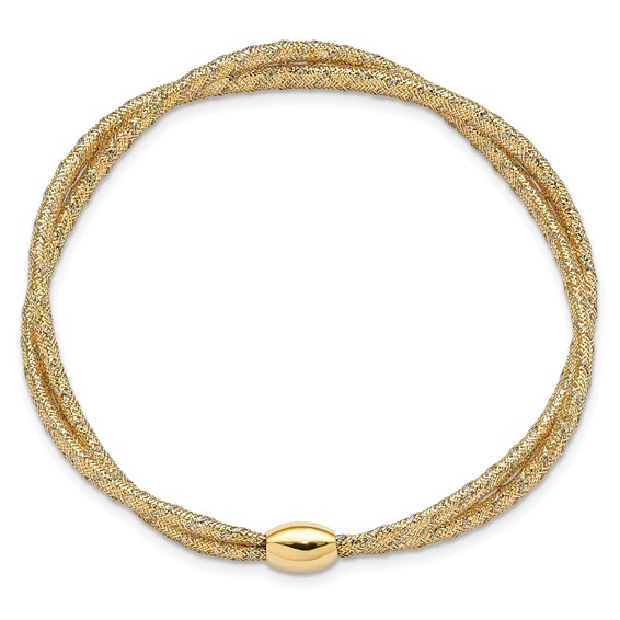 Leslie's 14K with Rhodium Polished 2 Strand Twist Stretch Bangle