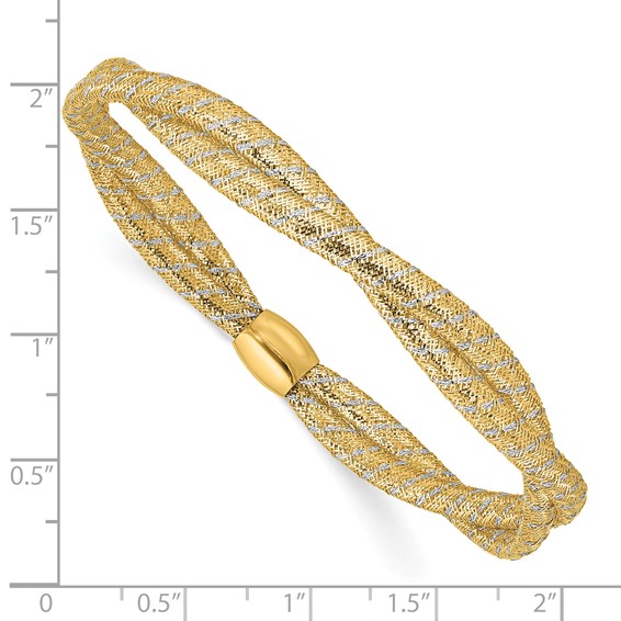 Leslie's 14K with Rhodium Polished 2 Strand Twist Stretch Bangle